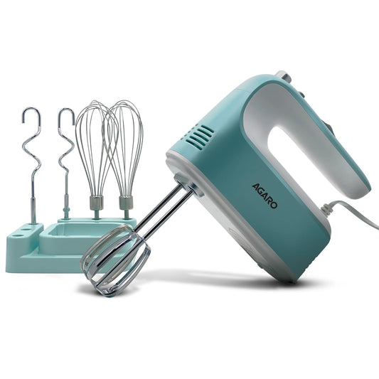 Agaro Regency 300W Hand Mixer | 5 speed | Beater & Dough Hooks | Sea Green |