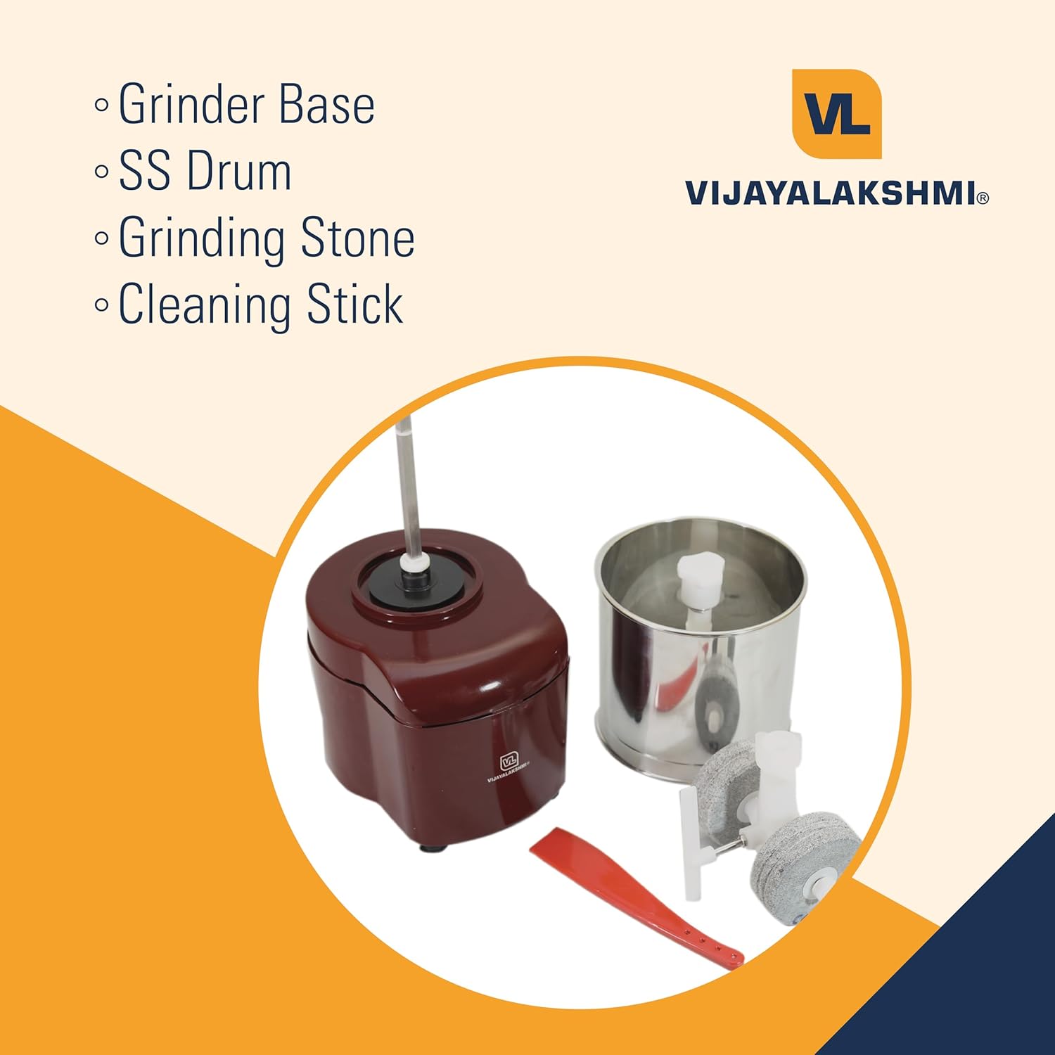 Vijaylakshmi VL Durable 0.5 litre Table Top Wet Grinder-Cute | Cherry | Light Weight | - Infinia Home and Kitchen