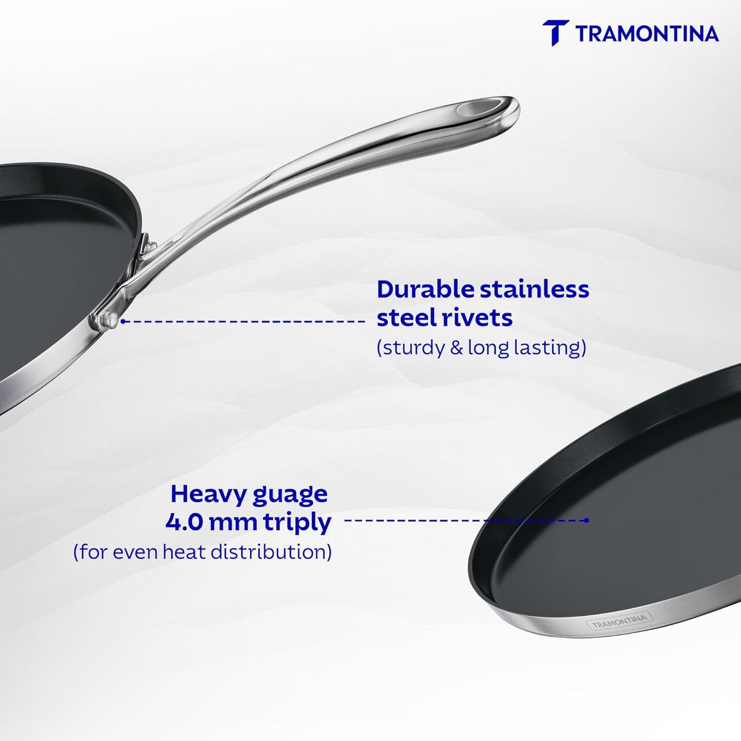 Tramontina Fusao Triply Ceramic Tawa | 28 cm | Long Lasting Performance | All Cooktop Compatible |