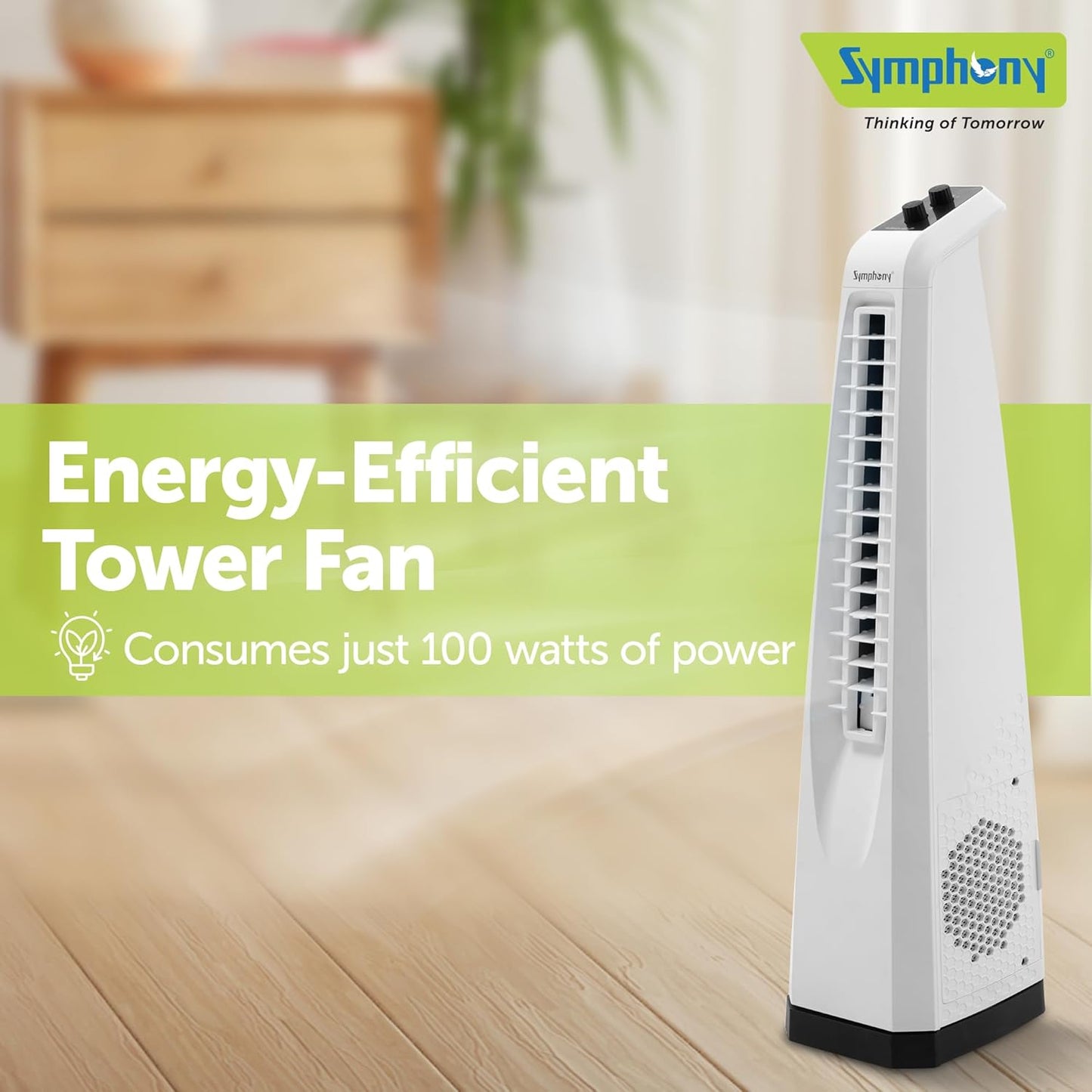 Symphony SURROUND JR Tower Fan | Space Saving | White |