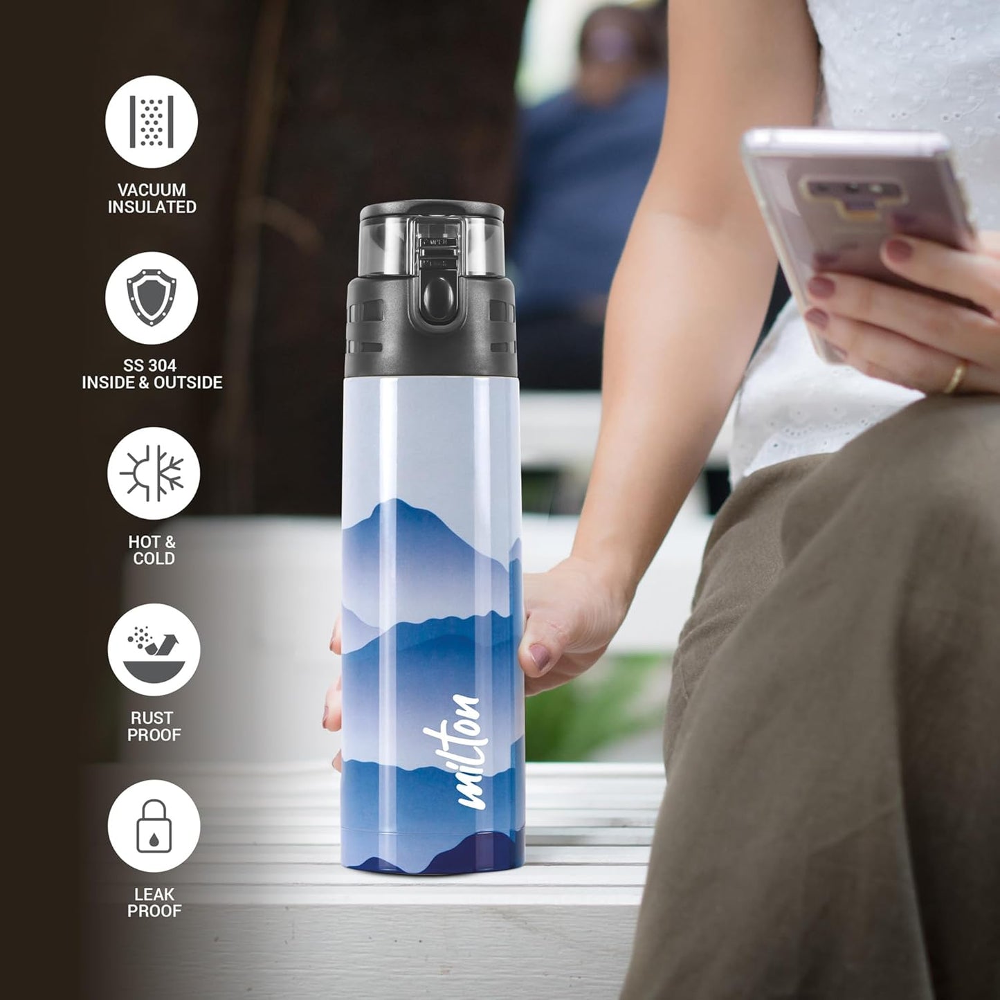 Milton Artesia Thermosteel Water Bottle | 24 Hours Hot & Cold | Blue | 900 ml | Blue |