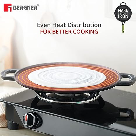 Buy Bergner Element Pre-Seasoned Cast Iron Flat Tawa | 30 cm |