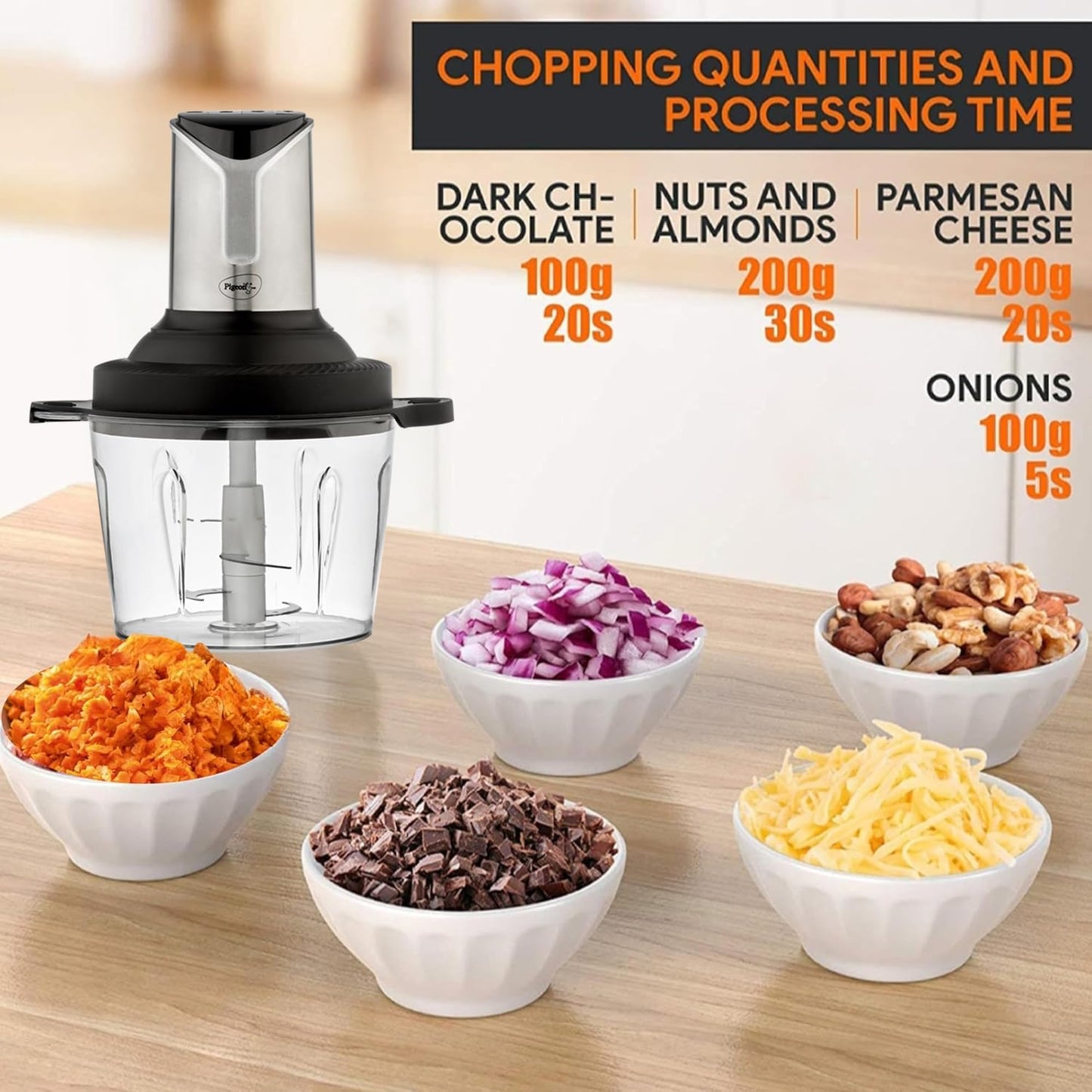 Pigeon Sharp Electric Chopper | 4 Stainless Steel Blades | Portable | Effortless Chopping Fruits & Vegetables ||