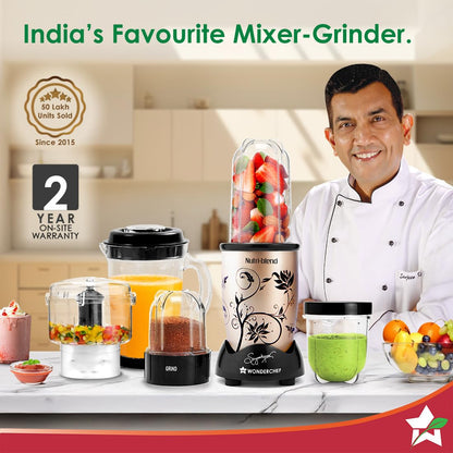 Wonderchef Nutri blend, Juicer, Mixer Grinder, Blender, Chopper | 400 Watt | Champagne | - Infinia Home and Kitchen