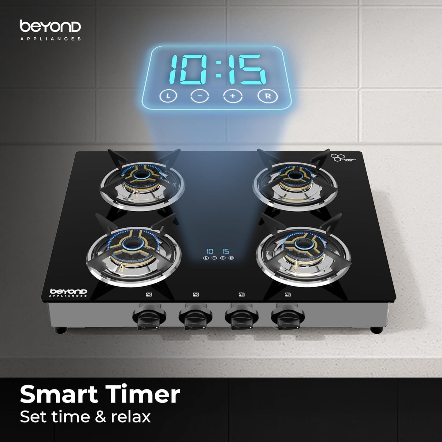 Beyond Appliances Auriga 4-Burner | Auto Ignition | Digital Timer