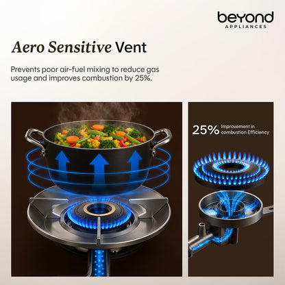 Beyond Appliances Quantum Manual Ignition Gas Saver Stove | 5-Star Energy Rated | LPG & PNG Compatible with 10-Year Warranty |