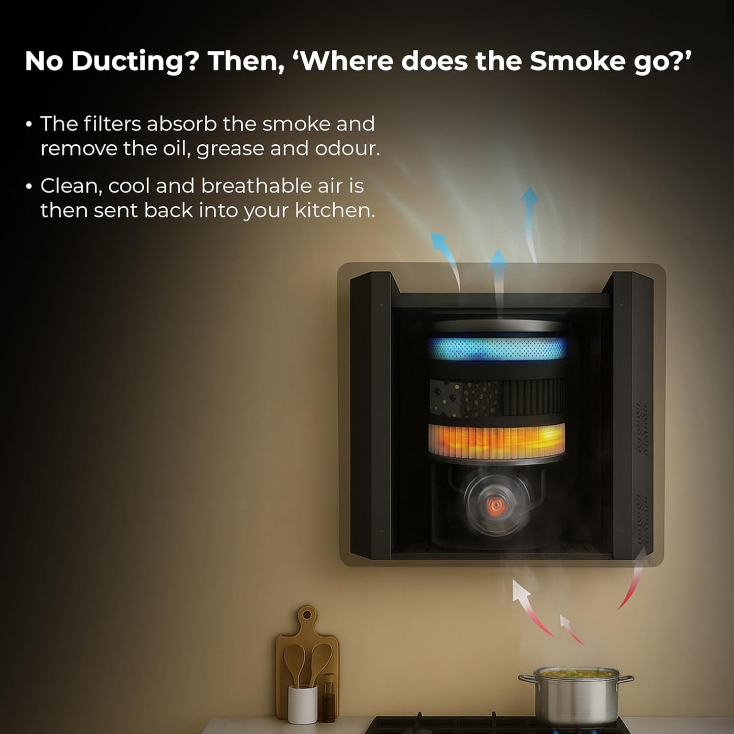 Beyond Cube Chimney | Black | Ductless Design