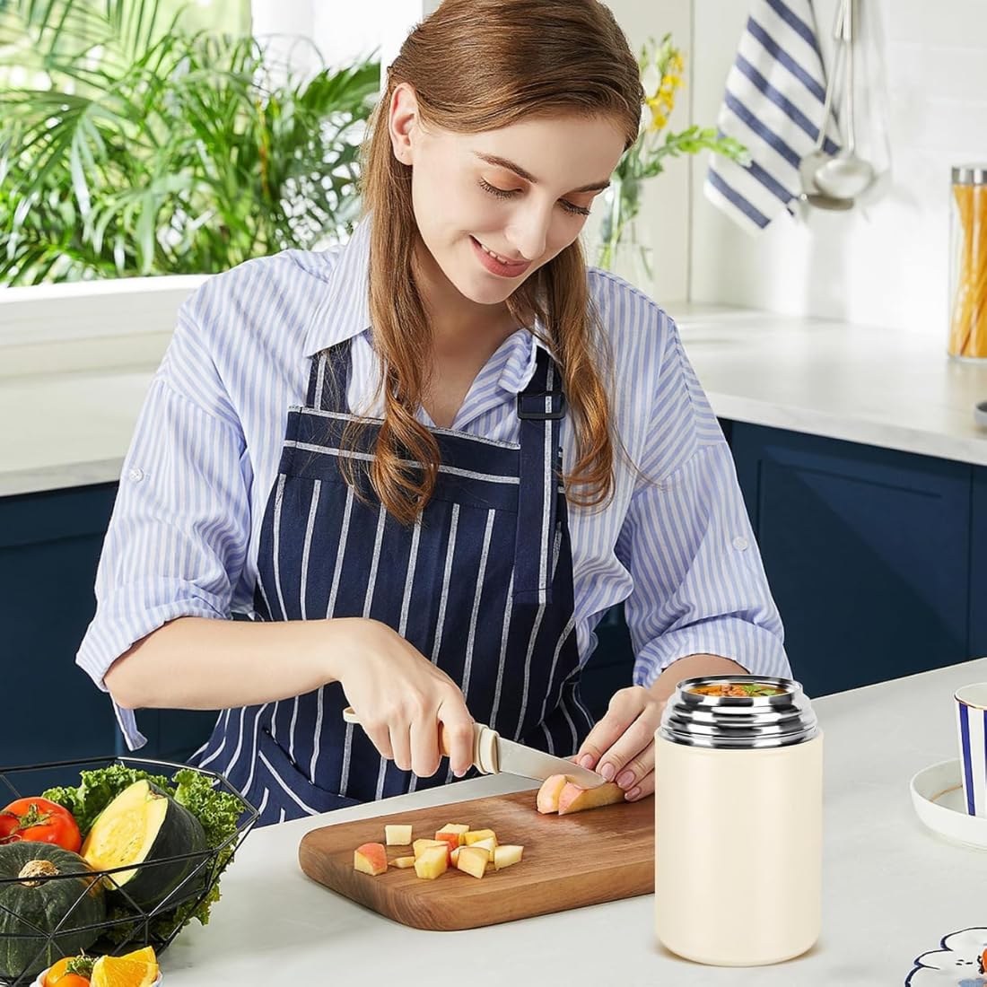 Clevora Vacuum Insulated Stainless Steel | Food Jar | 500 ml | Carry Handle | Hot & Cold |