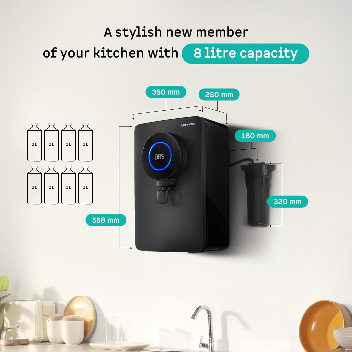 Atomberg Intellon Water Purifier | 4L | 4 Modes | TDS-Based Filtration | Smart IoT |