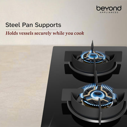 Beyond Appliances Auriga Pro 4-Burner | Auto Ignition | Smart Digital Timer | 5D Full Brass Burners |