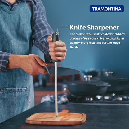 Tramontina Knife Sharpener | Ergonomic Grip |Easy Sharpening & Durable | Kitchen Sharpening Tool |