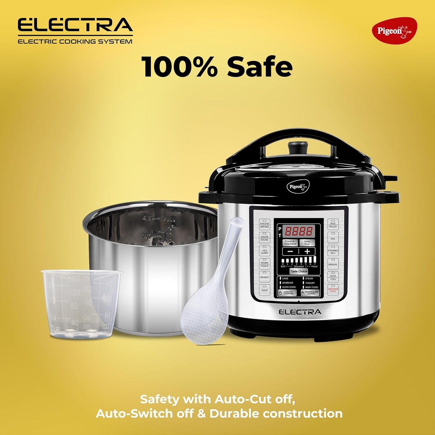 Pigeon ELECTRA - Electric Pressure Cooking System with 18 Pre-Set Menus, 6L, 3L