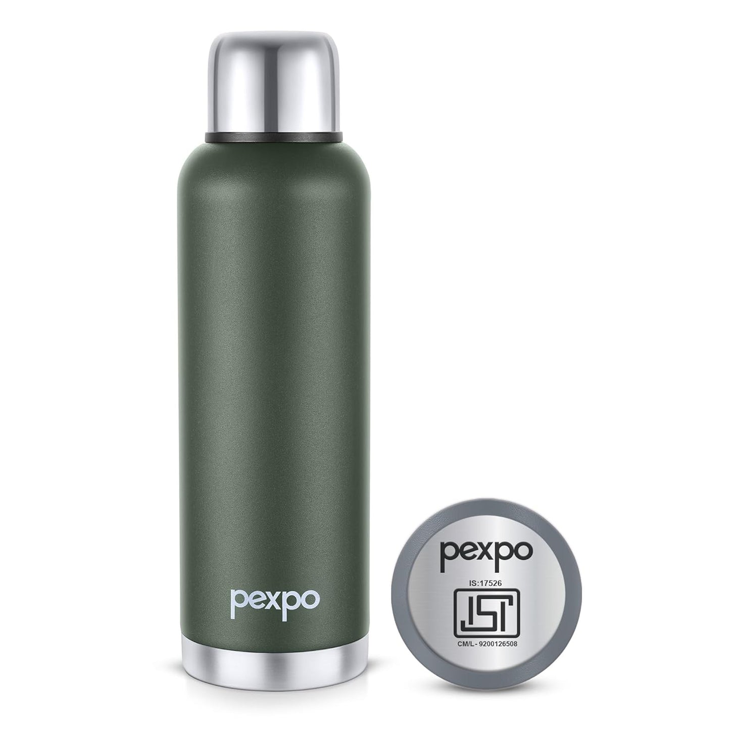 Pexpo Thermos Flask Water Bottle | 1000 ml | Military Green |