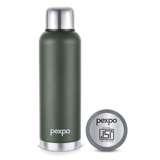 Pexpo Thermos Flask Water Bottle | 1000 ml | Military Green |