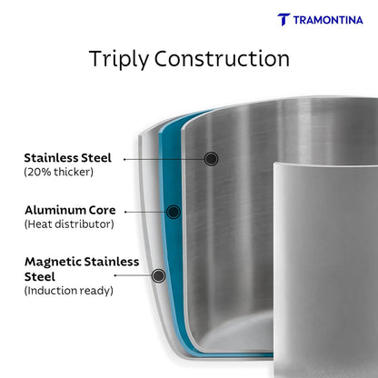 Tramontina Tri-Ply Stainless Steel Pressure Cooker | 3 Litre | Food-Grade SS304 |