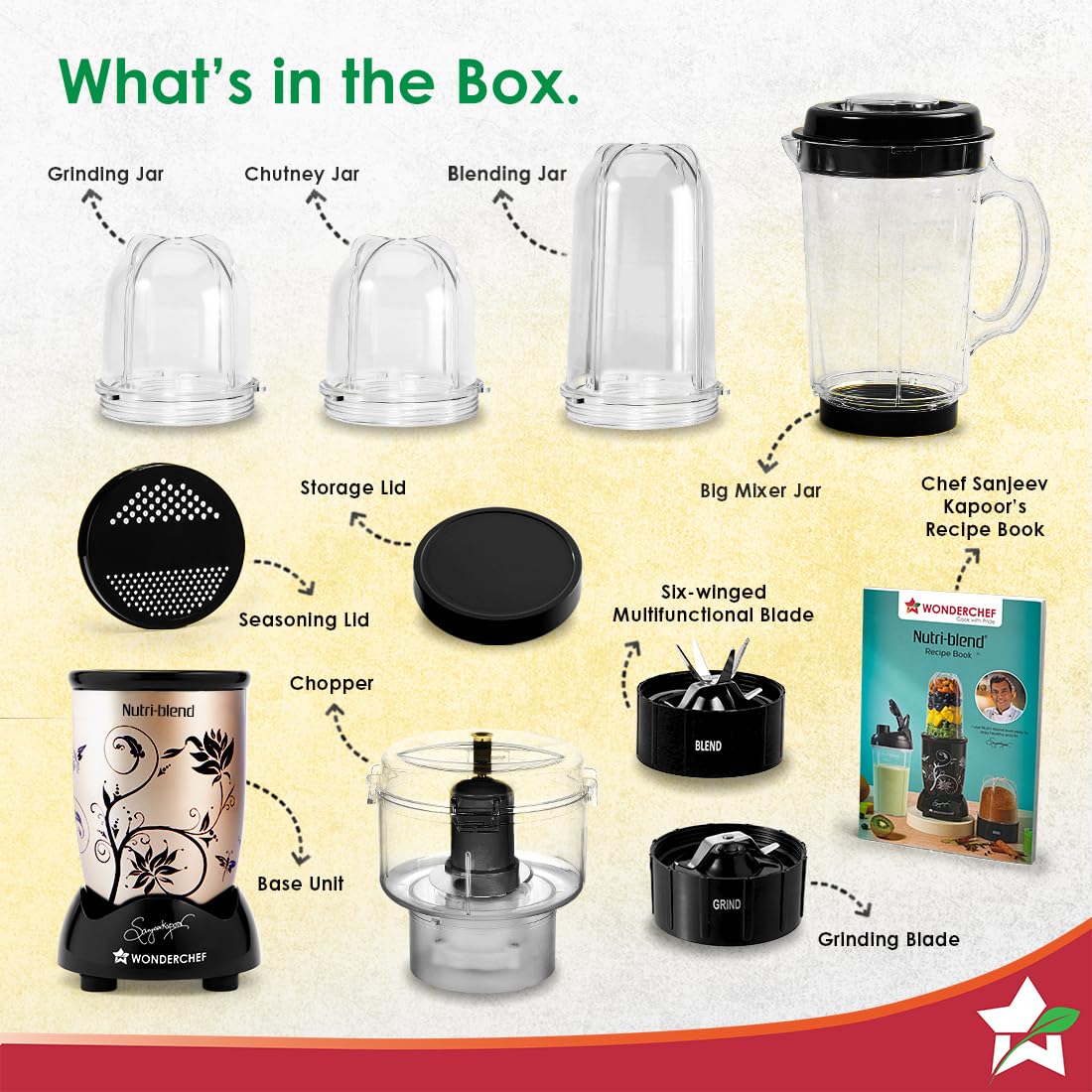 Wonderchef Nutri blend, Juicer, Mixer Grinder, Blender, Chopper | 400 Watt | Champagne | - Infinia Home and Kitchen