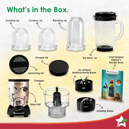 Wonderchef Nutri blend, Juicer, Mixer Grinder, Blender, Chopper | 400 Watt | Champagne | - Infinia Home and Kitchen