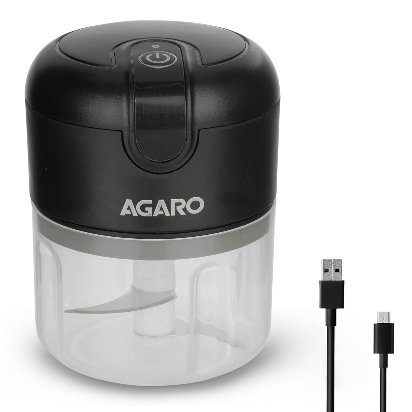 Agaro Elite Mini Rechargeable Mini Electric Chopper | Black | 1 Touch Operation | Black |