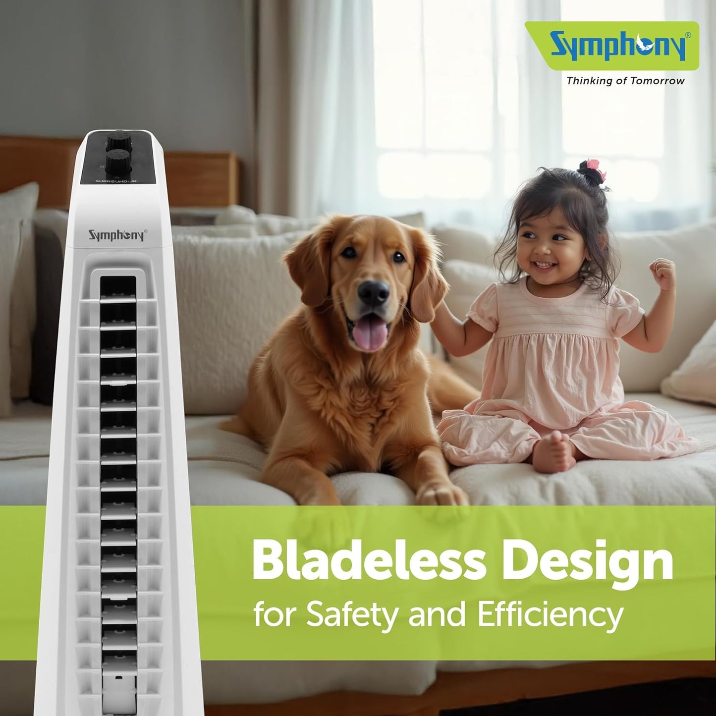 Symphony SURROUND JR Tower Fan | Space Saving | White |