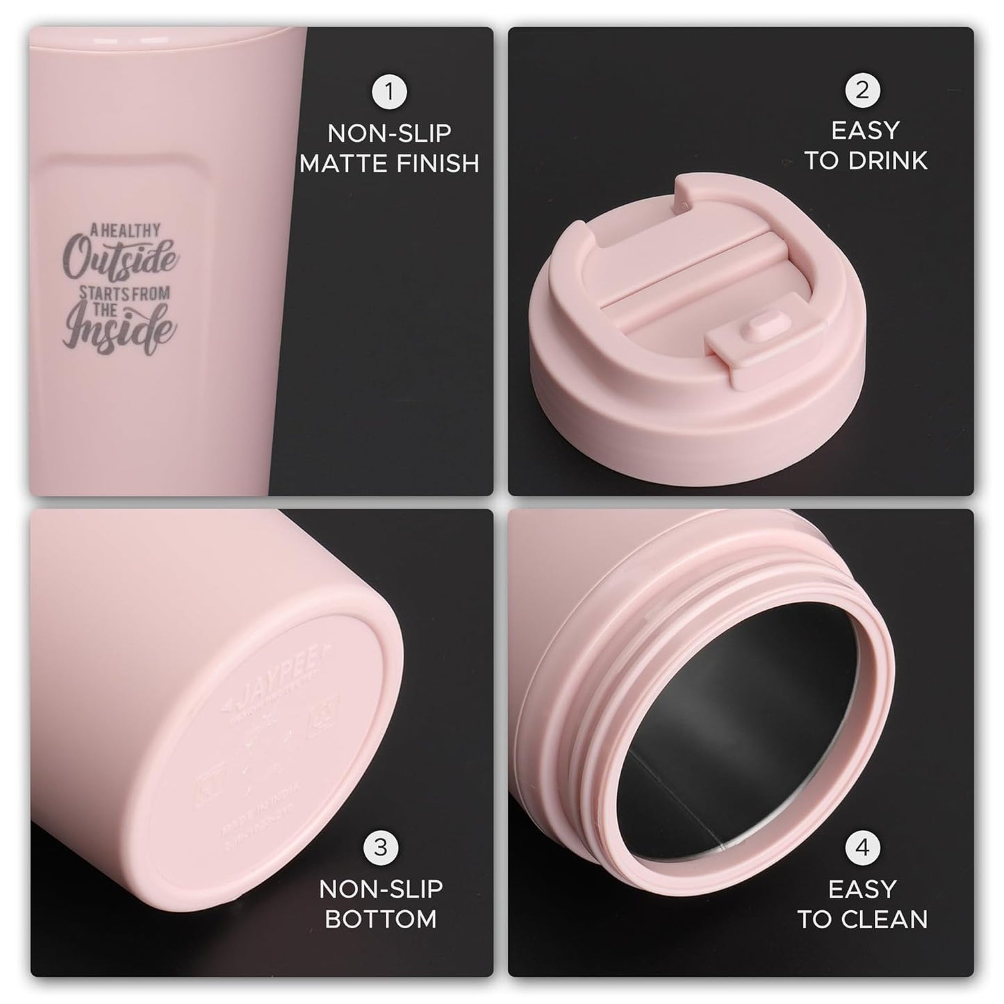 Jaypee Snap Sip Steel Insulated Coffee Mug | 350 ml | Spill Proof | Suitable for Any Beverage |