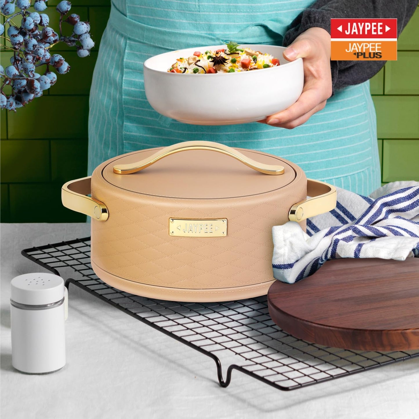 Jaypee Luxura Inner Stainless Steel Casserole | 1500ml | Brown | Unique Design |
