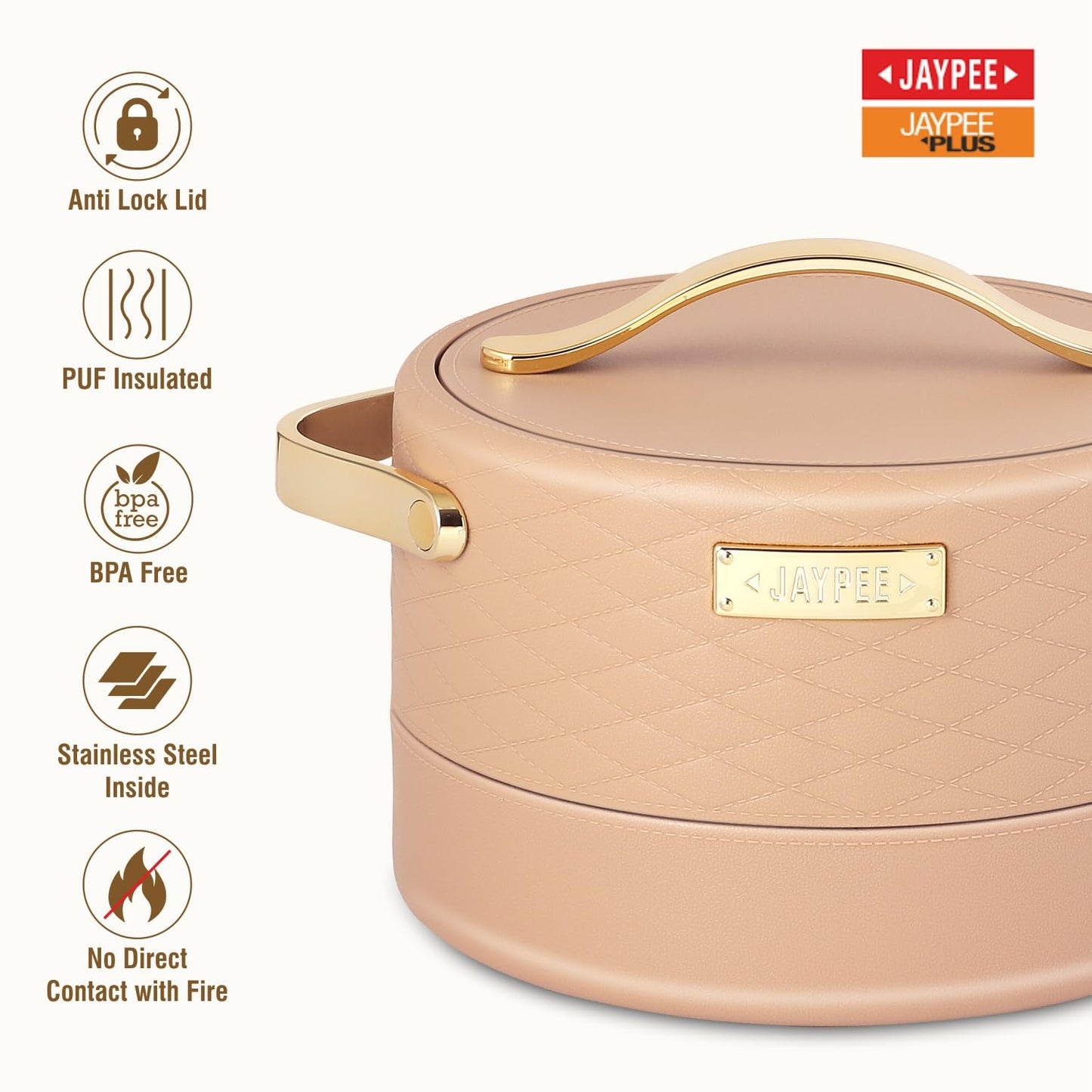 Jaypee Luxura Inner Stainless Steel Casserole | 1500ml | Brown | Unique Design |