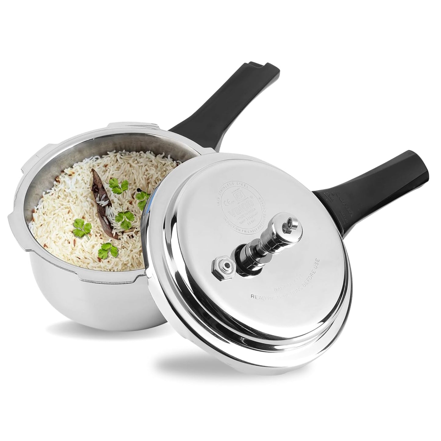 Vinod Platinum Triply Stainless Steel Pressure Cooker | 5 Litre |  Outer Lid | Medium Sized Families |