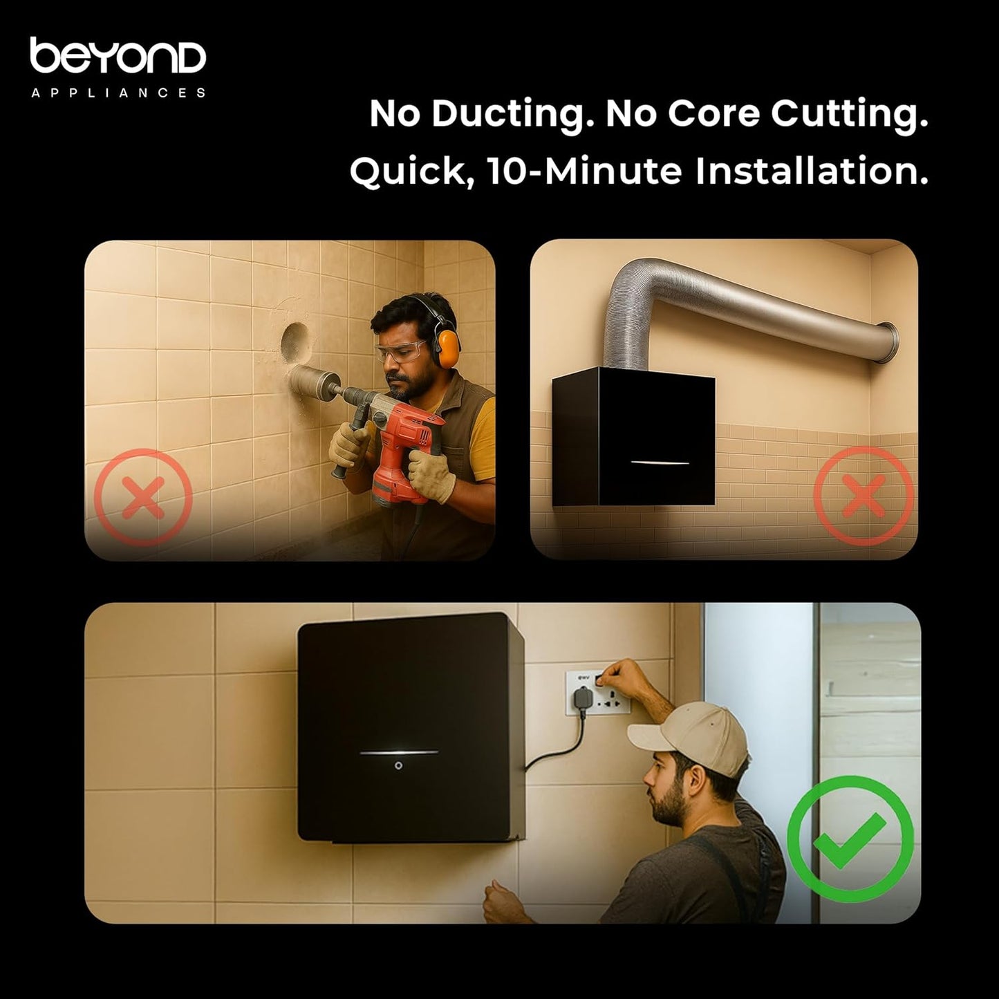 Beyond Cube Chimney | Black | Ductless Design