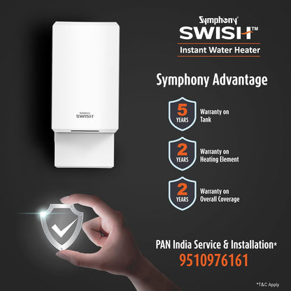 Symphony Swish | 3Litre | Instant Water Geyser | 3KW Heating