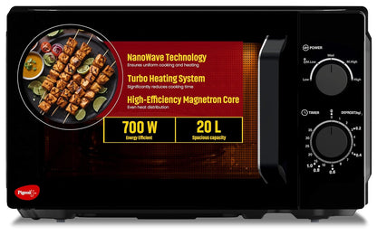 Pigeon 20L Nano Wave Solo Microwave Oven | 5 Power Levels | Black |