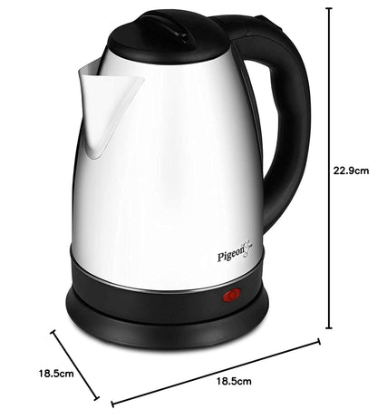Pigeon Hot Stainless Steel Electric Kettle | 1.8 Litre | 1300 Watts | Automatic Shut Off | Silver |