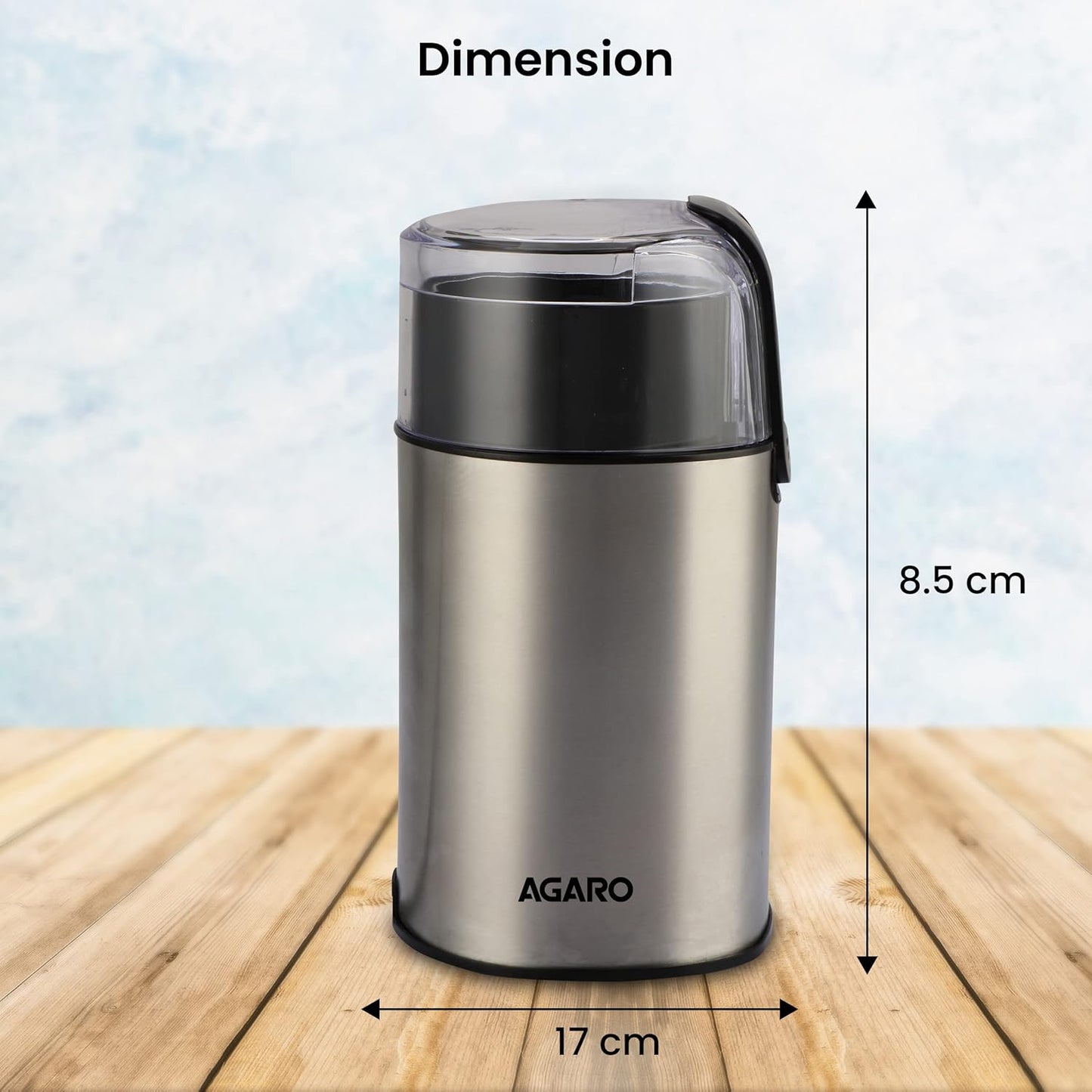 AGARO Grand Electric Coffee Grinder | Grinds up to 60 Grams Dry Coffee Beans | Portable | Silver |