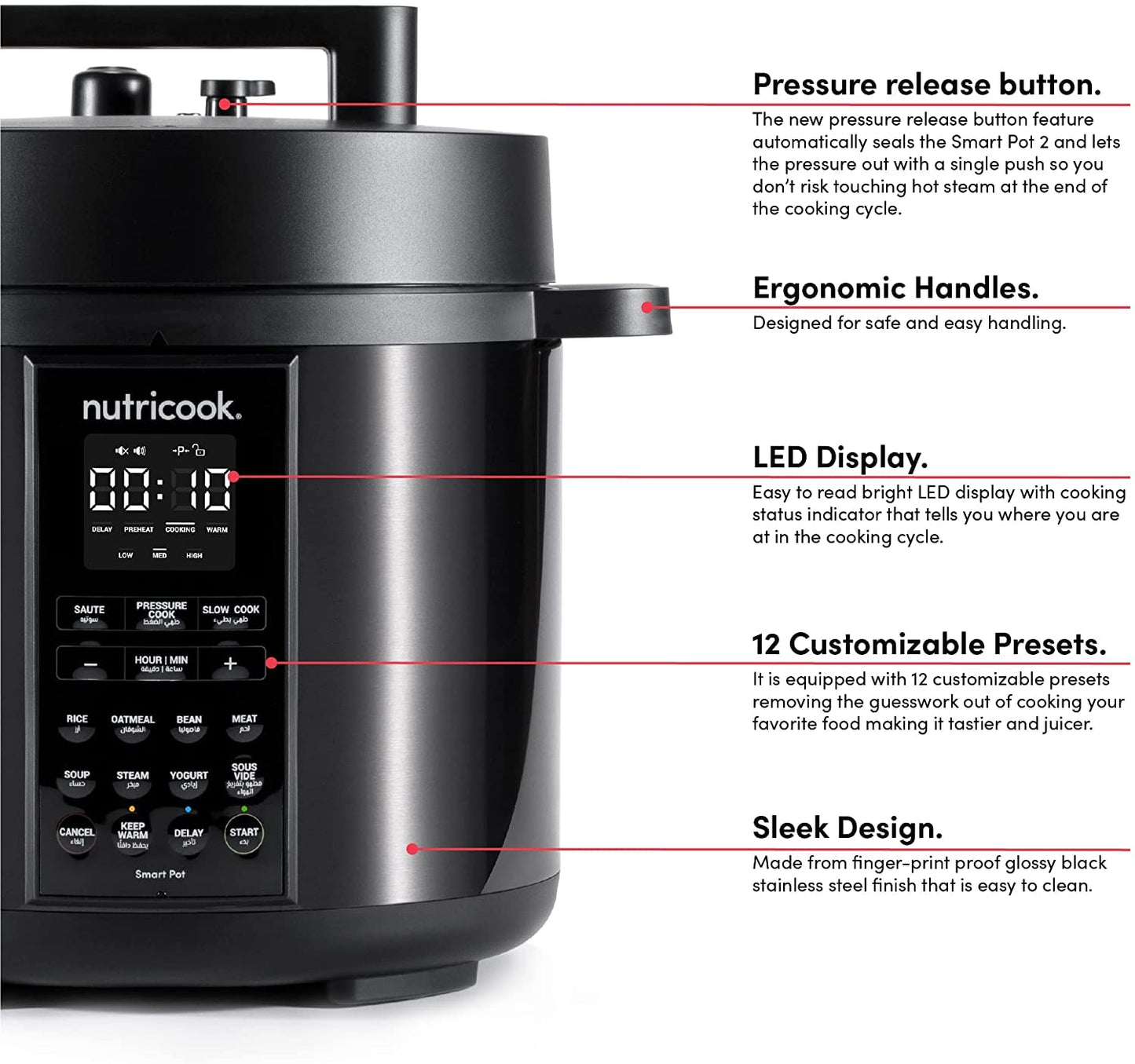 Nutricook | Electric Pressure Cooker | 6Litre | 1000W | 9 In 1 Instant
