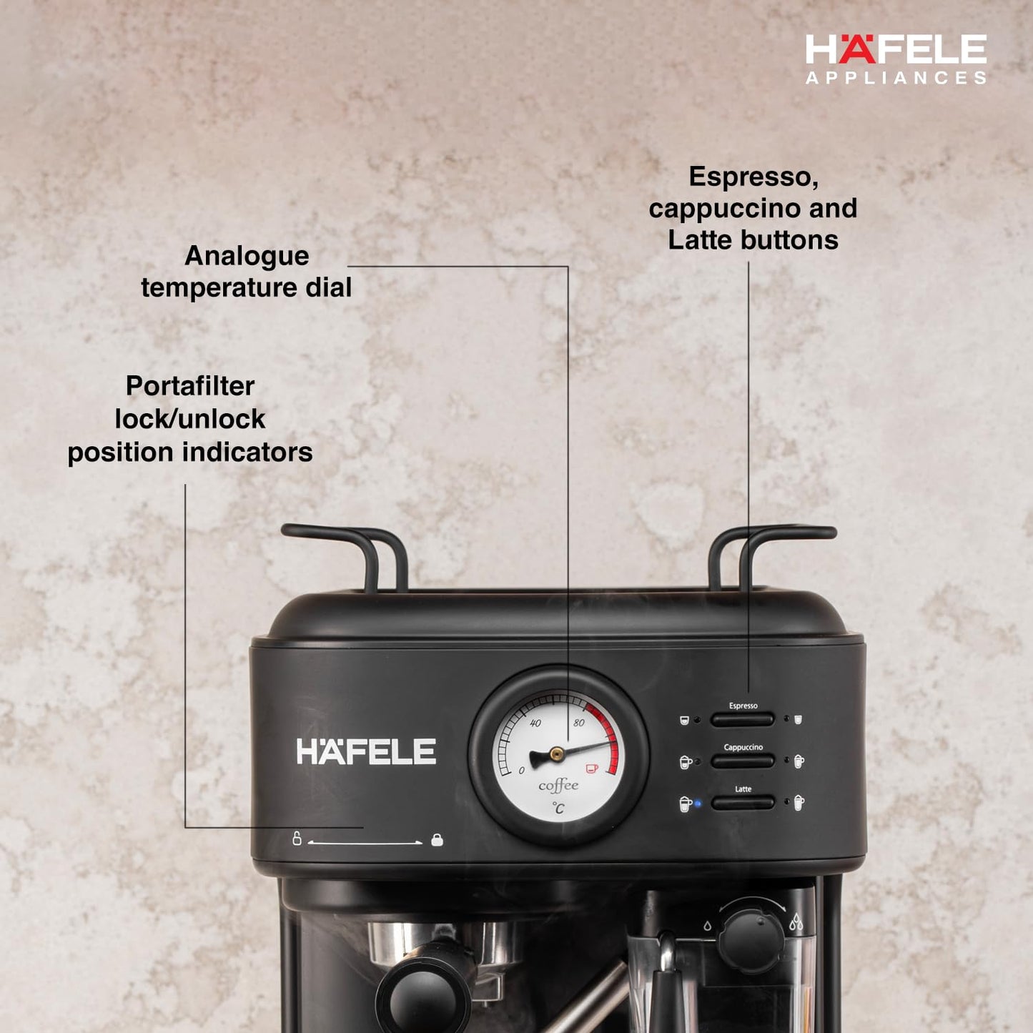 Hafele U-Kaffee Plus Coffee Machine | 15-Bar Pump Pressure | 1250W |