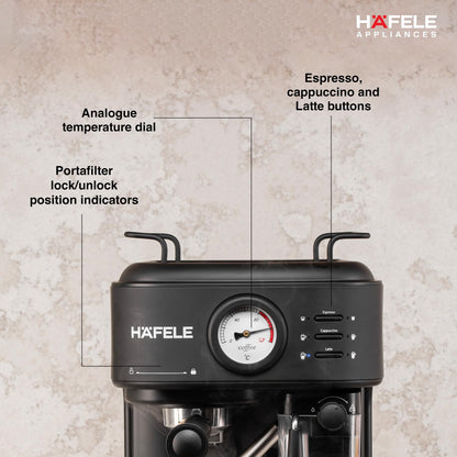 Hafele U-Kaffee Plus Coffee Machine | 15-Bar Pump Pressure | 1250W |