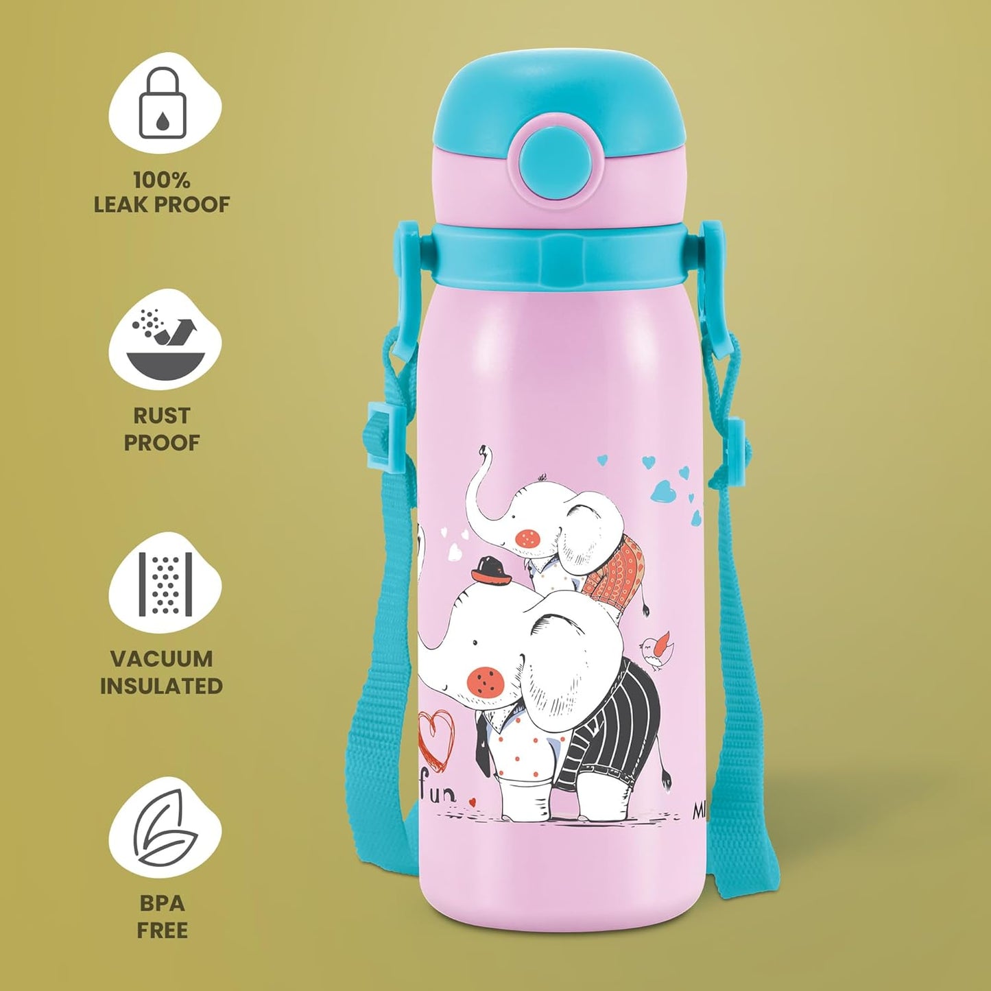 Milton Insulated Inner Stainless Steel Water Bottle | 450ml | Peach Purple |