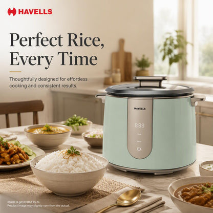 Havells Craft Rice Cooker | 1.8 L Capacity | 6 hour Keep Warm Mode |
