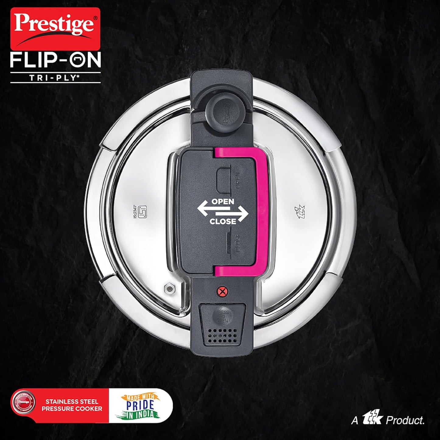 Prestige Flip Triply Pressure Cooker | Glass Lid | Deep Lid | 3 Litre |