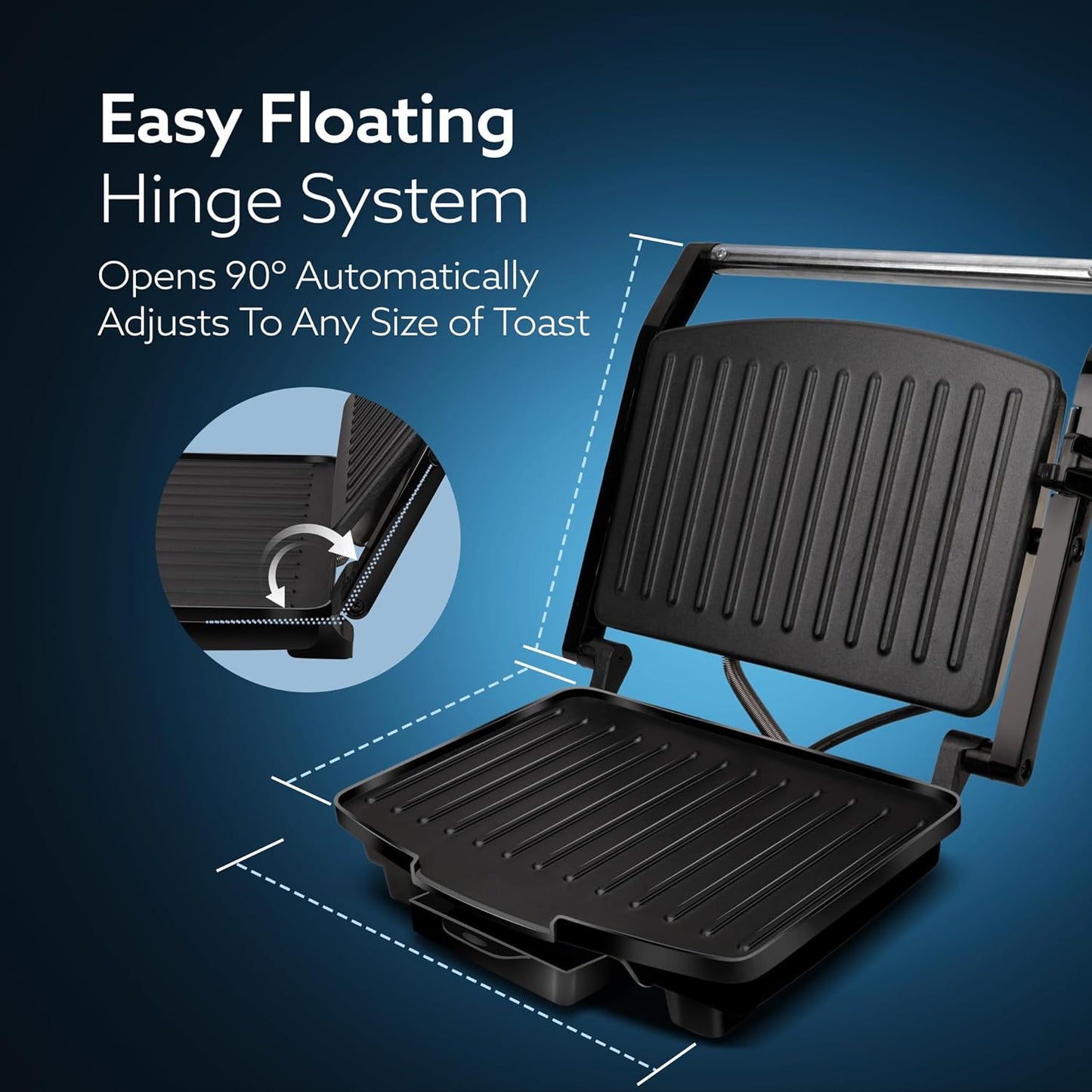 Agaro Royal Grill Sandwich Maker | 1000W | Panini/Grill/Toast | Black |