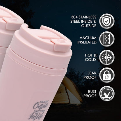 Jaypee Snap Sip Steel Insulated Coffee Mug | 350 ml | Spill Proof | Suitable for Any Beverage |
