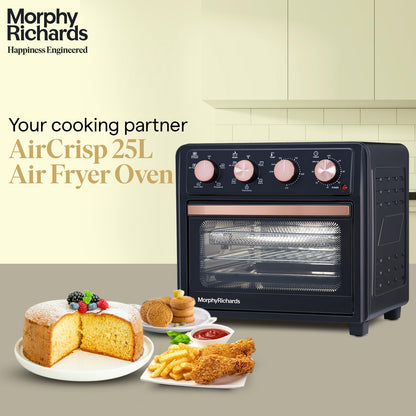 Morphy Richards AirCrisp 25 Litre Air Fryer Oven | Black & Rose Gold | In built Air Fryer and OTG |