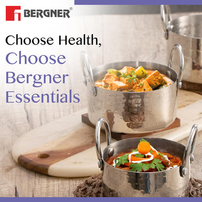 Bergner BE Bergner Essentials Stainless Steel Mini Hammered | 3 Pcs Serving Set | 5 Year Warranty |