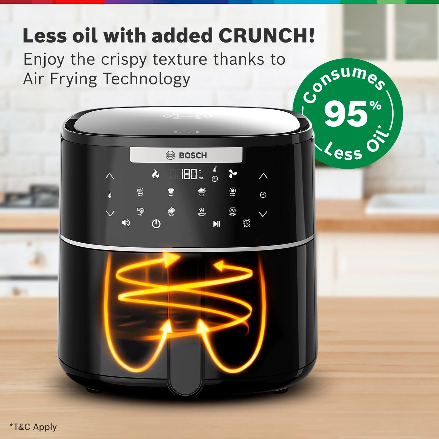 Bosch Cripsmaxx Air Fryer 4L | Black | 1350 Watts | 6 Preset Preheat And Keep Warm Function