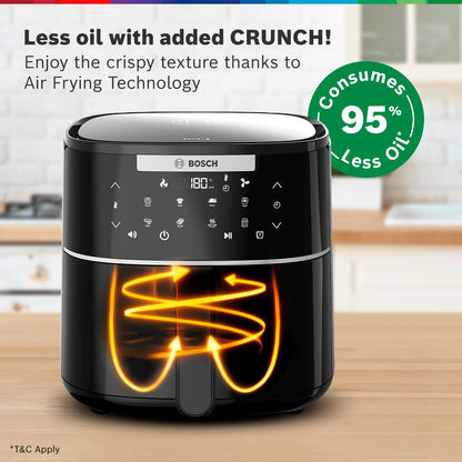 Bosch Cripsmaxx Air Fryer 4L | Black | 1350 Watts | 6 Preset Preheat And Keep Warm Function