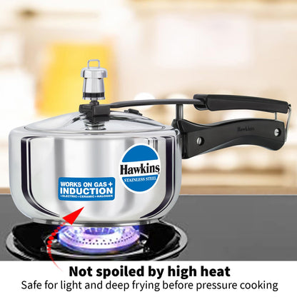 Hawkins Pressure Cooker Stainless Steel Inner Lid Cooker | 2 Litre | Induction Cooker |