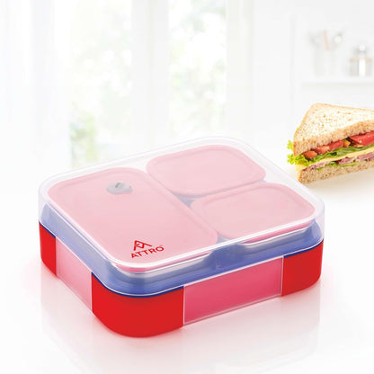 Attro Admire 3 Compartment SS Lunch Box | Light Weight | BPA Free |