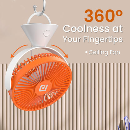 Portronics Aero Breeze Portable Table Fan | 360° Rotation | White | USB Rechargeable Fan | 3 Speed |