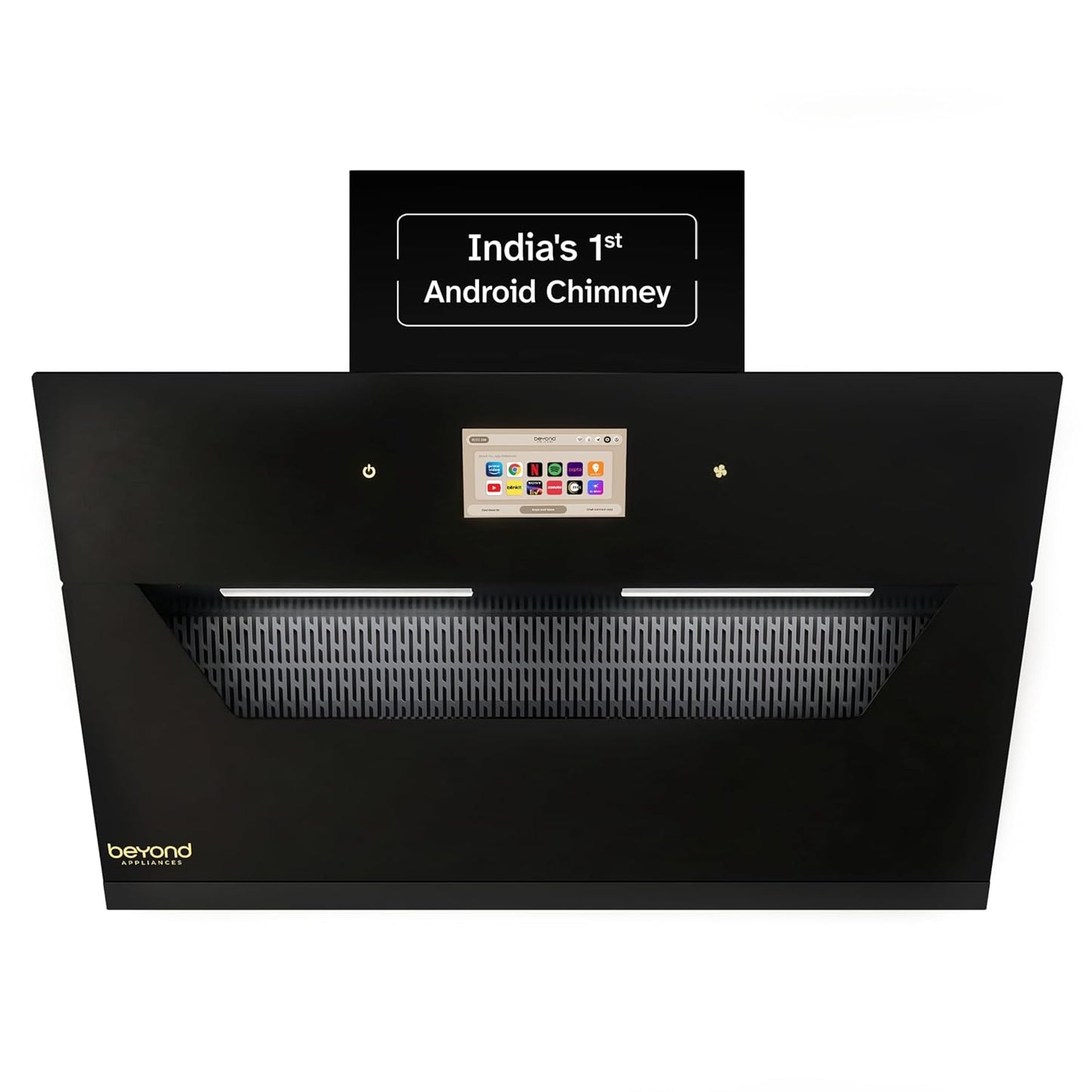 Beyond Eris Filterless Slant Kitchen Chimney with Smart Android Dashboard & Speakers | Auto Clean |