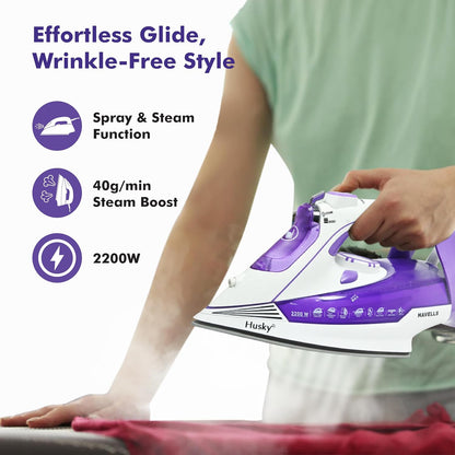 HAVELLS Husky | 2200 W | Steam Iron | Purple | Auto Shut Off |