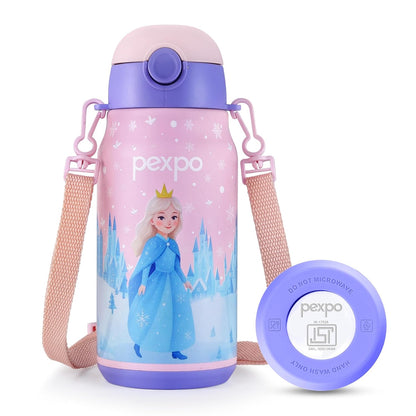 Pexpo Poggo Stainless Steel Water Bottle | 450ml | Pink Frozen Doll |